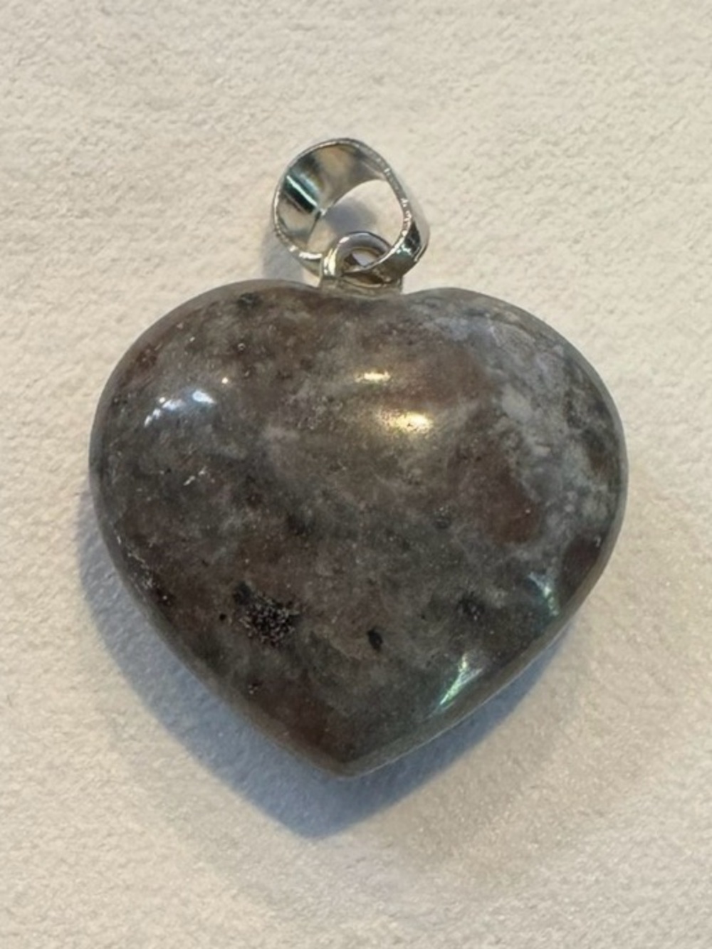 Gray Yooperlite Heart-Shaped Gemstone Pendant